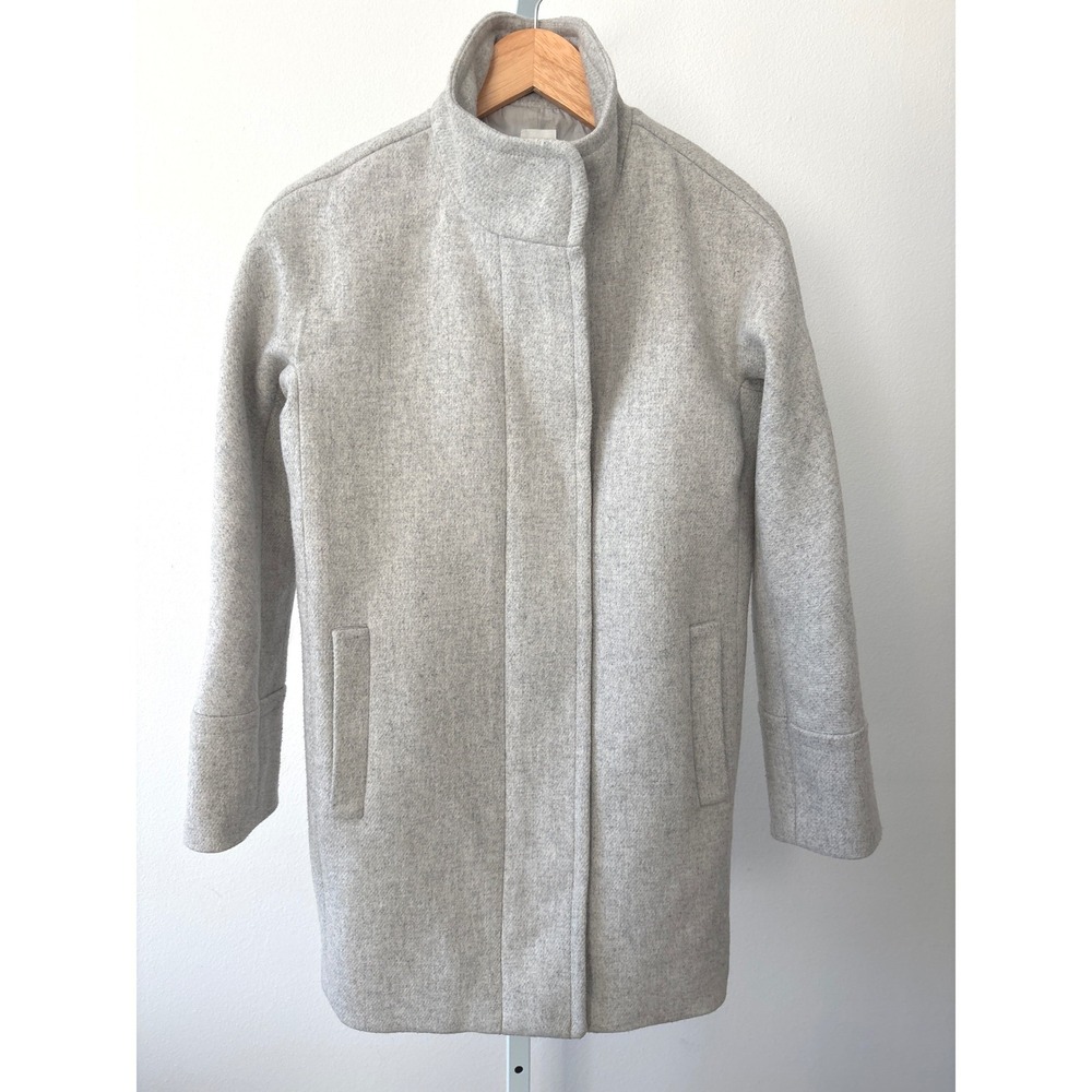 Clean Girl Wool Blend Coat Size 2 Light Grey Stand Collar Chic Winter Jacket - Picture 10 of 13